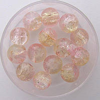 Бусини "Crackle" колотий лід 8 мм рожевий з жовтим (приблизно 100-110 шт намистин)