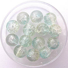 Намистини "Crackle" колотий лід 8 мм жовтувато-блакитні дуже світлі (приблизно 100-110 шт намистин)