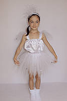 Карнавальный костюм Снежинка №3 белого цвета для девочки 3-6 лет