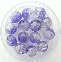 Бусини "Crackle" колотий лід 8 мм волошковий з білим (приблизно 100-110 шт намистин)