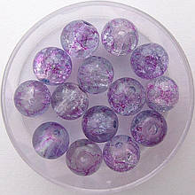 Намистини "Crackle" колотий лід 8 мм фіолетові з малиновими вкрапленнями (приблизно 100-110 шт намистин)