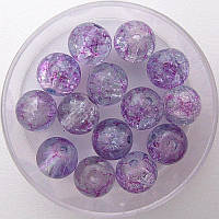 Бусини "Crackle" колотий лід 8 мм фіолетові з малиновими домішками (приблизно 100-110 шт намистин)