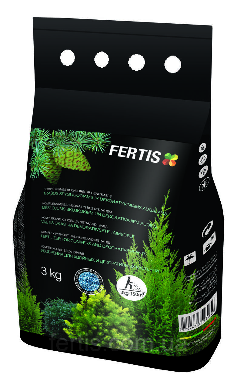 Удобрение для хвойных и декоративных растений Fertis без хлора и нитратов 3 кг - фото 1 - id-p748440704