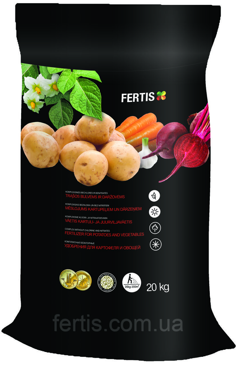 Удобрение для картофеля и овощей Fertis, без хлора и нитратов, 20 кг - фото 1 - id-p748440700