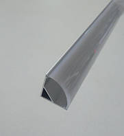 Кутовий 2м алюмінієвий профіль разом з матовим розсіювачем  для LED стрічки