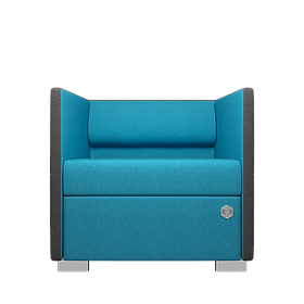 Крісло офісне Lounge тканина Азур бірюза+сіра 80 см (ТМ Kulik System)