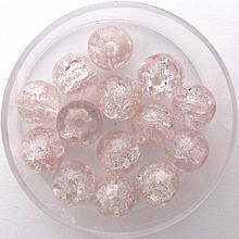 Намистини "Crackle" колотий лід 8 мм рожево-персикові (приблизно 100-110 шт намистин)