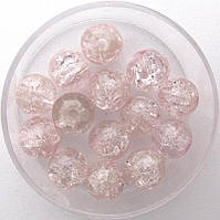 Бусини "Crackle" колотий лід 8 мм рожево-персикові (приблизно 100-110 шт намистин)
