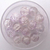 Бусини "Crackle" колотий лід 8 мм блідо-бузкові (приблизно 100-110 шт намистин)