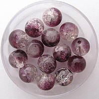 Бусини "Crackle" колотий лід 8 мм коричневі темні з білим (приблизно 100-110 шт намистин)