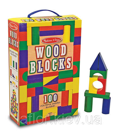 Дерев'яна іграшка Melissa&Doug 100 дерев'яних кубиків, фото 1
