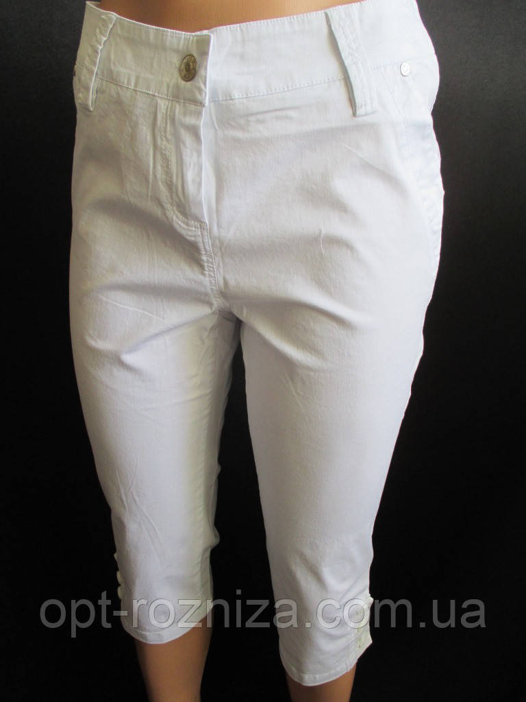 Жіночі котонові бриджі білого кольору., фото 1