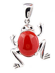 Підвіска-жабка срібна з коралом Р-564