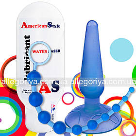 Мастило анальне + Анальний корок на присоску + Анальні намистини кульки анальні секс іграшки