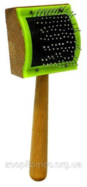 Пуходерка для собак і кішок Лорі, щітка середня з крапельками (дерево)