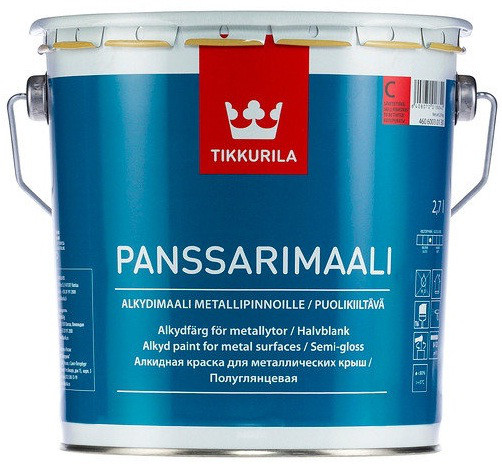 Фарба для оцинкованих дахів TIKKURILA PANSSARIMAALI (ТІККУРІЛА ПАНССАРІМААЛІ) 2.7л (С), колерується