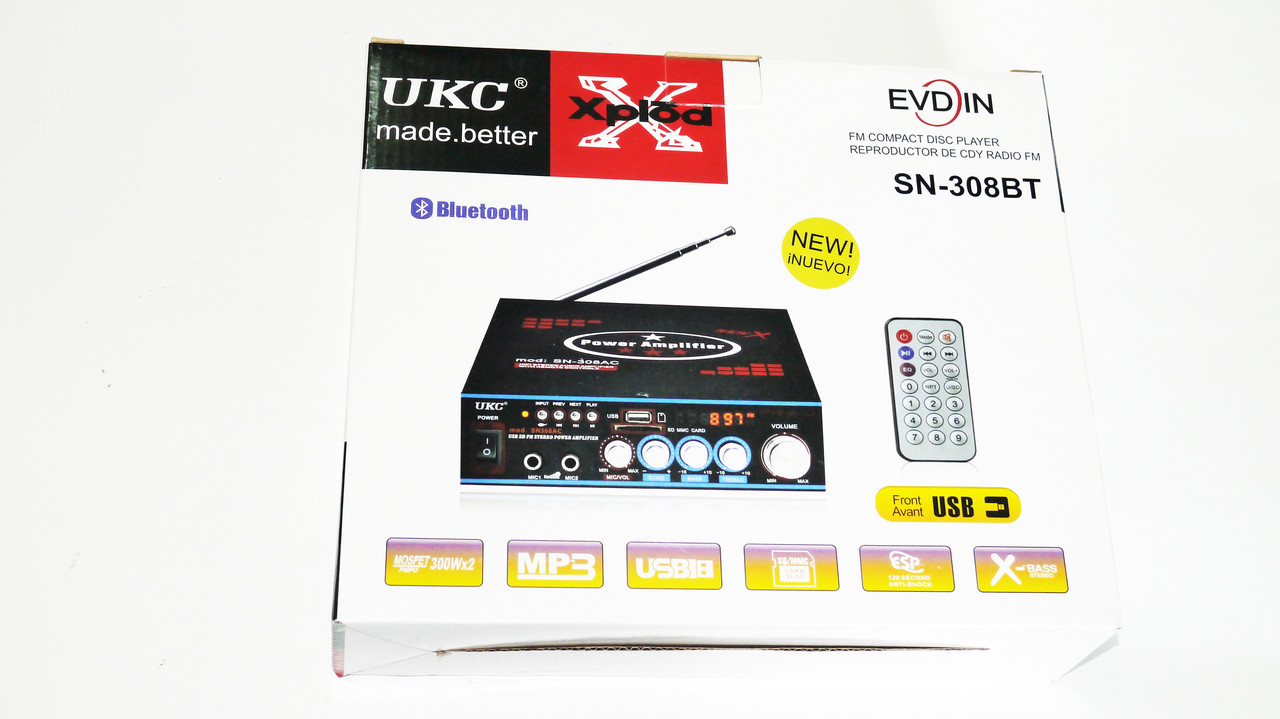 Підсилювач звуку UKC SN-308BT USB+SD+MP3