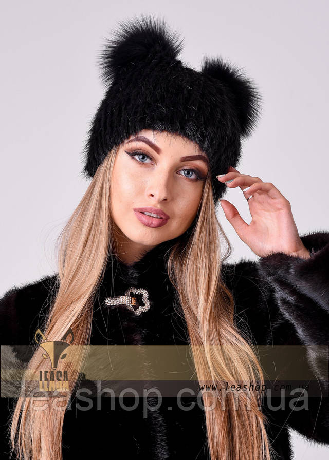 Женская меховая шапка с ушками ФОТО