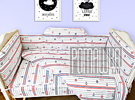 Набір в дитячу кроватку з 6 предметів Морської постіль м'які бортики велике одягнуло 140х100 подушка 3988