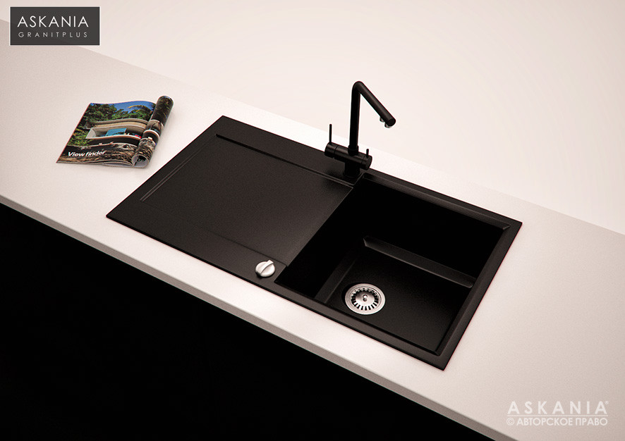 ГРАНИТНА МОЙКА ASKANIA «METRA» RV 01 black, фото 1