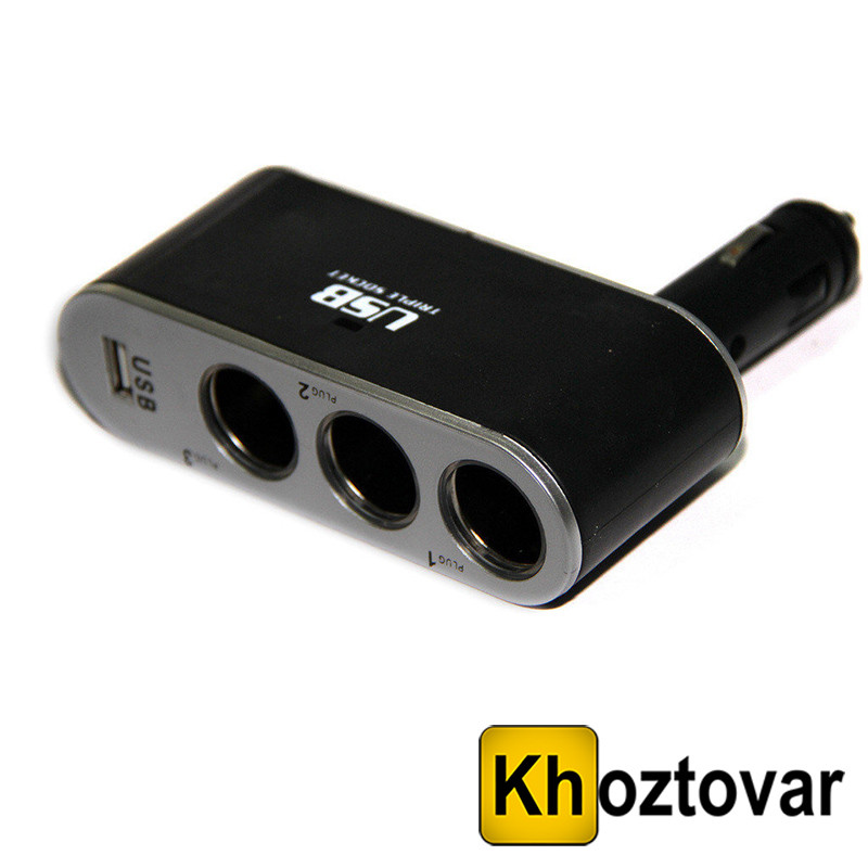 Автомобільний трійник у прикурювач WF-0100, фото 1