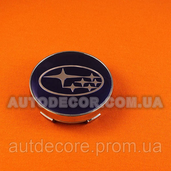 Колпачки заглушки на литые диски Subaru (60/56/10) синие - фото 1 - id-p749156508