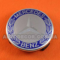 Колпачки заглушки на литые диски Mercedes (75/70/16) синий герб A1714000025