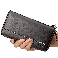 Мужской кошелек BAELLERRY Business Mens Wallet портмоне на молнии с ремешком Long Темно-Коричневый (SUN1470)