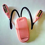 Портативний світильник із кліпсою 8 LED 4×2 діода рожевий, фото 8