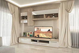 Стінка для вітальні в сучасному стилі Пальміра Світ меблів , колір дуб сонома + білий лак
