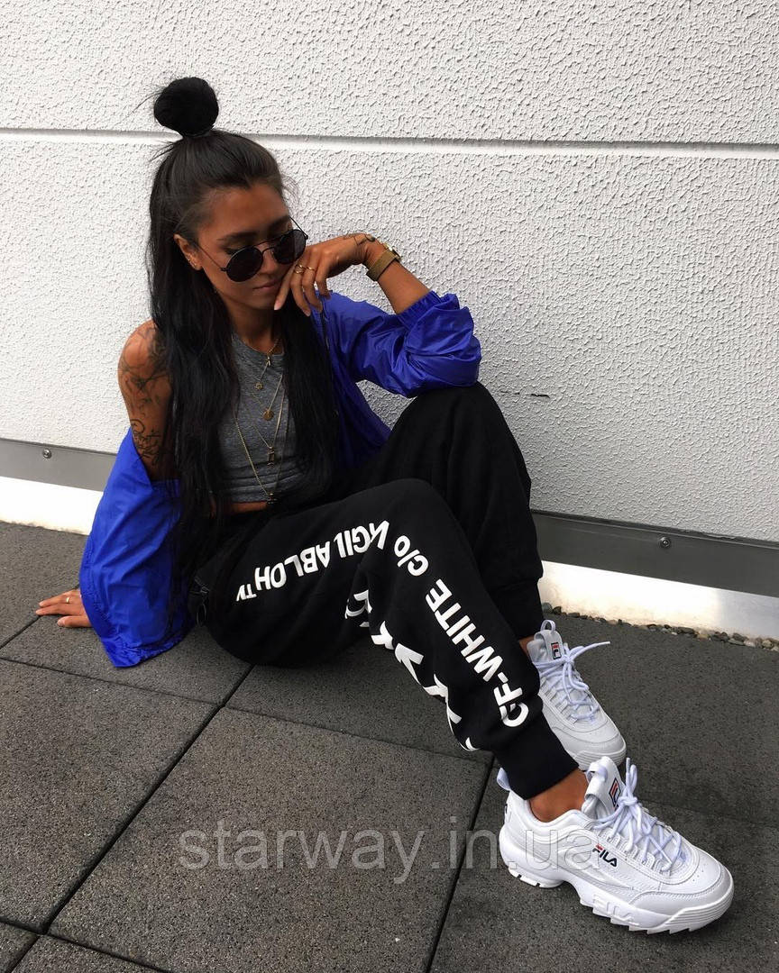Чорні трикотажні штани off white virgil abloh