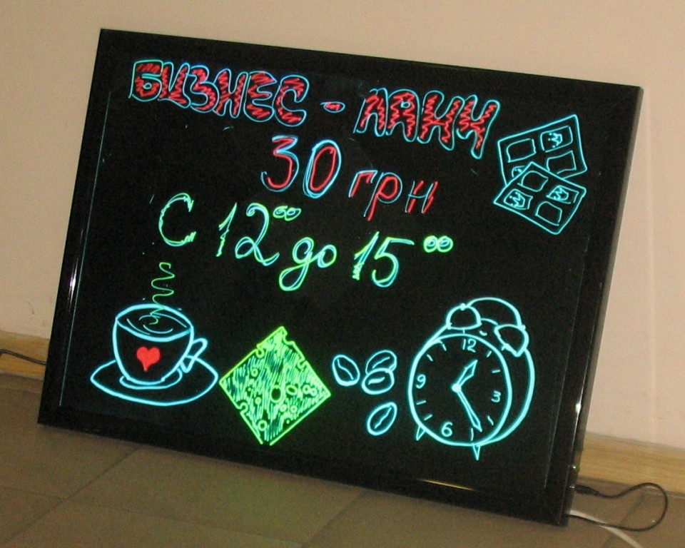 Неонова панель із маркером Led writing board 50*70