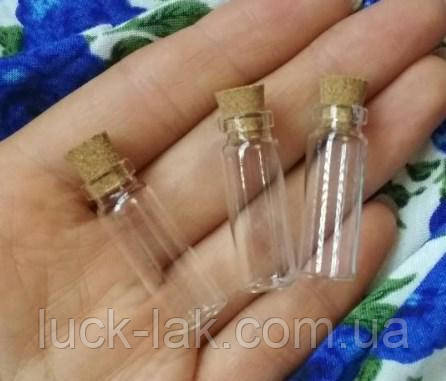 Баночка 11х35 мм, 2 мл скляна з дерев'яним корком, фото 1