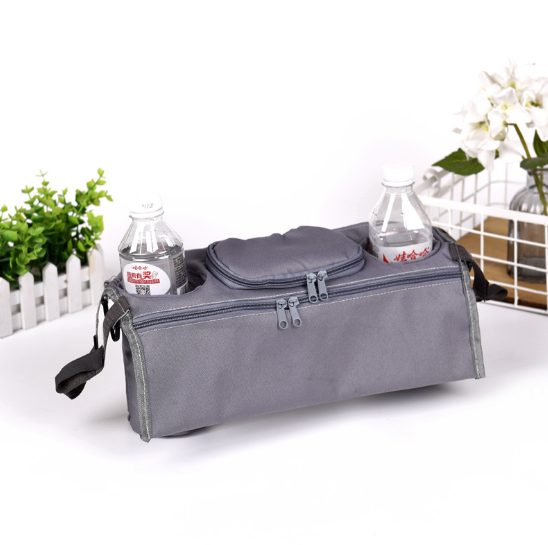 Органайзер для пляшечок і дрібниць на ручку коляски. Колір сірий. (80059), фото 1