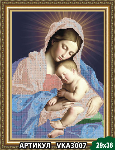 Малюнок на тканині для вишивання бісером Мадон із немовлям VKA3007