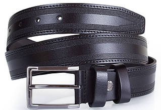 Мужской ремень кожаный Y.S.K. SHI2025-1 3,5 см. черный