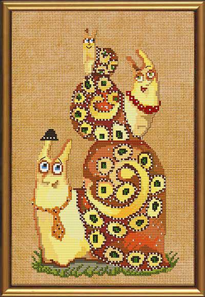 Набір для вишивання у змішаній техніці Сім'я равликів ННД4027