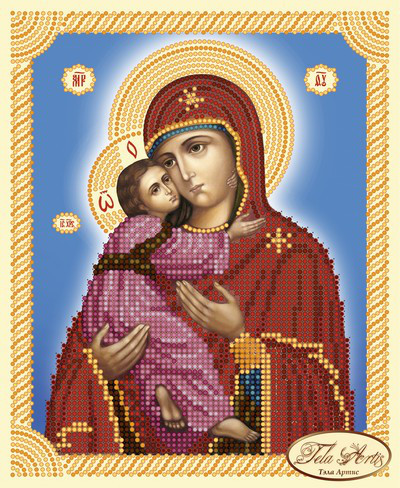 Малюнок на тканині для вишивання бісером жіноча Матір Володимирська ТИМ-006