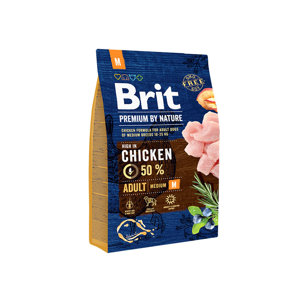 Сухий корм Brit Premium Adult M для дорослих собак середніх порід зі смаком курки 3 кг