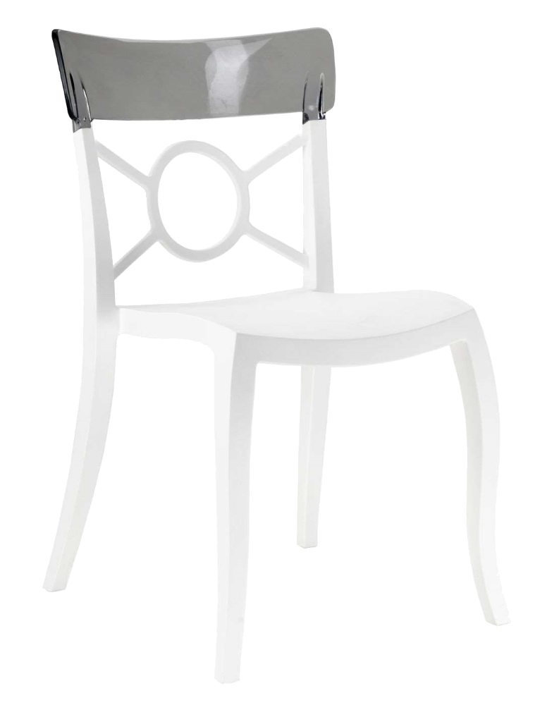 Стілець Papatya Opera-S сидіння біле, верх прозоро-димчастий, фото 1