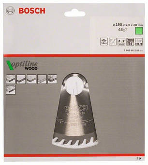 BOSCH Optiline Wood 190х2,0х30 мм, 48 зубів - Пильний диск для циркулярних пилок ручних, фото 2