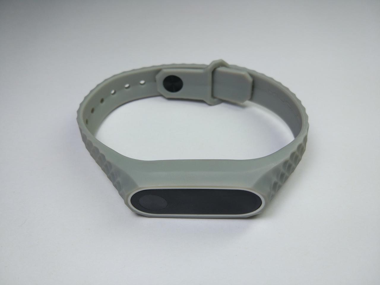 Ремінець Xiaomi Mi Band 2 MiJobs силіконовий рифлений Сірий / Білий 1089P