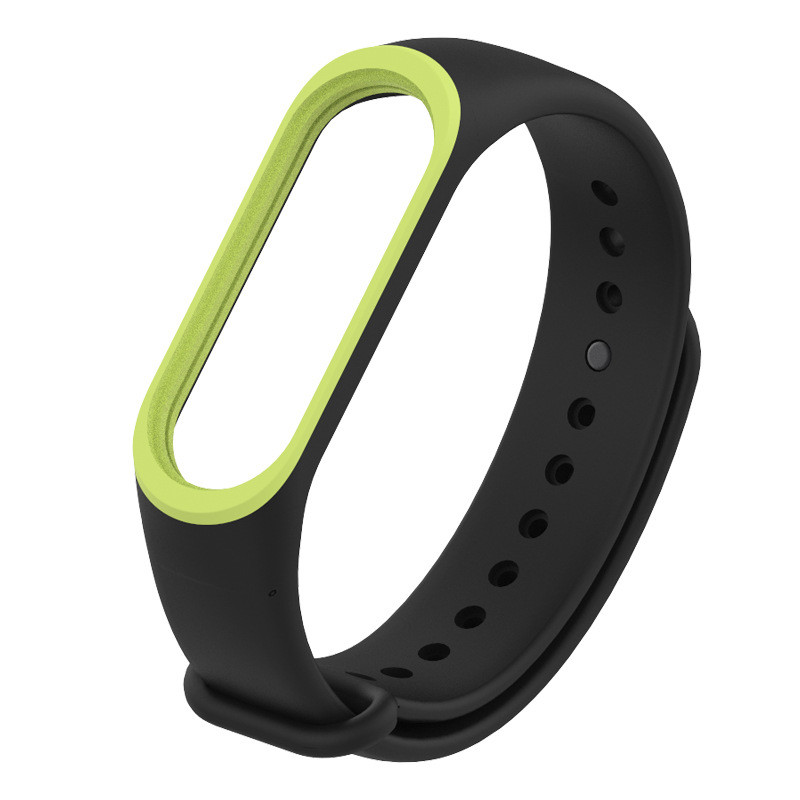 Ремінець Xiaomi Mi Band 4 / 3 MiJobs силіконовий з рамкою Чорний / Зелений 1644P