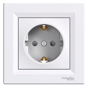 Розетка з заземленням, з захисними шторками біла Asfora Schneider Electric EPH2900221