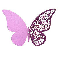 Метелики для декору на стіну 12 штук 10 на 7 см бузковий