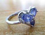 Срібне кільце з натуральними танзанітами "Любов" розмір 17,4, фото 6