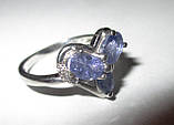Срібне кільце з натуральними танзанітами "Любов" розмір 17,4, фото 7
