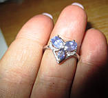 Срібне кільце з натуральними танзанітами "Любов" розмір 17,4, фото 8