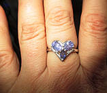 Срібне кільце з натуральними танзанітами "Любов" розмір 17,4, фото 9