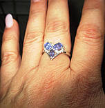 Срібне кільце з натуральними танзанітами "Любов" розмір 17,4, фото 10